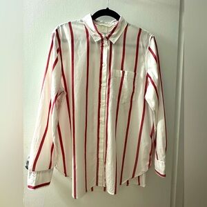 H&M Striped Red Long Sleeve Button Down Shirt Size M